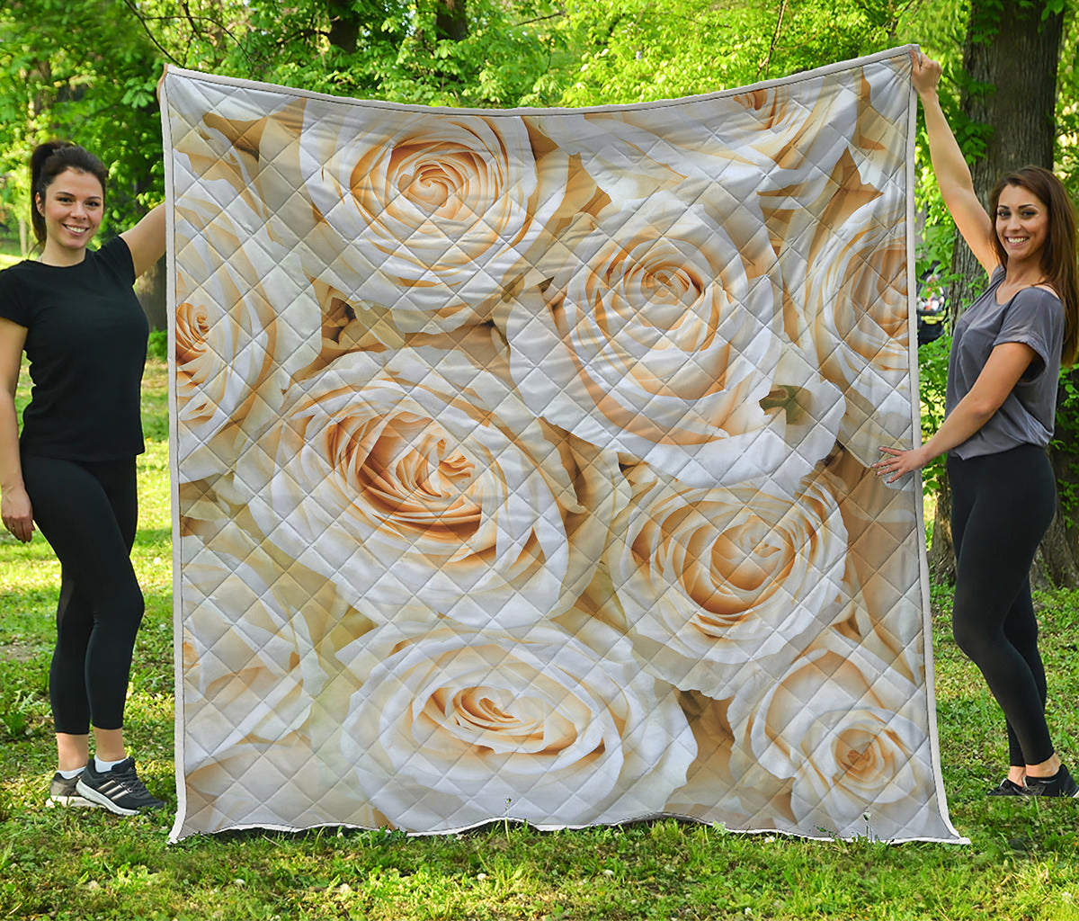 White Rose Print Quilt