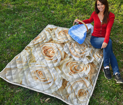 White Rose Print Quilt