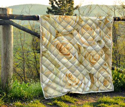 White Rose Print Quilt