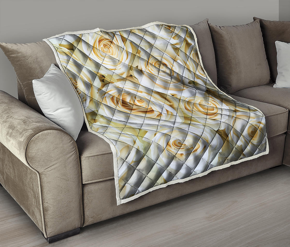 White Rose Print Quilt