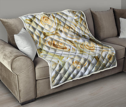 White Rose Print Quilt