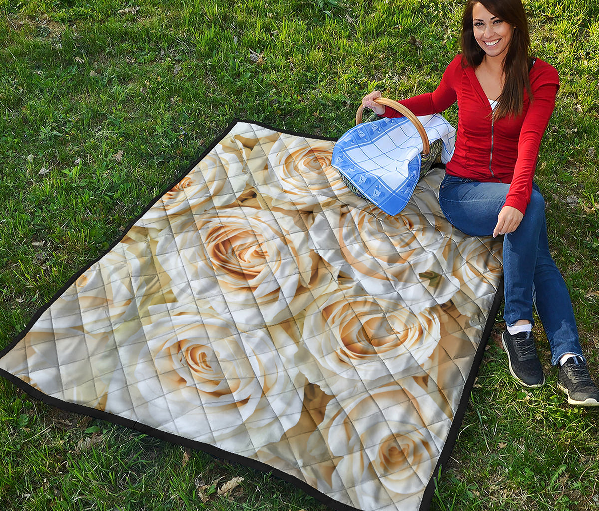 White Rose Print Quilt