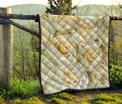 White Rose Print Quilt
