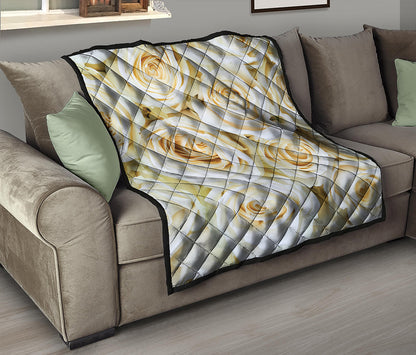 White Rose Print Quilt