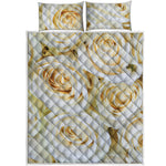 White Rose Print Quilt Bed Set