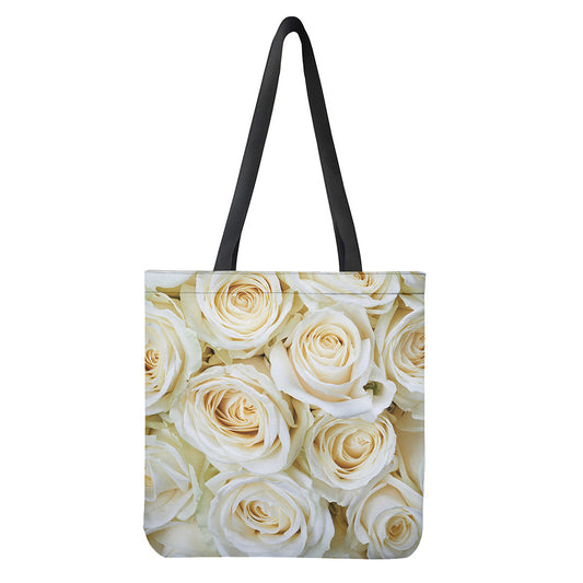 White Rose Print Tote Bag