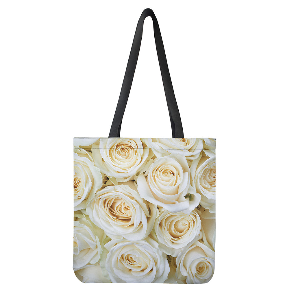 White Rose Print Tote Bag