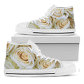 White Rose Print White High Top Sneakers