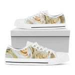 White Rose Print White Low Top Shoes