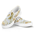 White Rose Print White Slip On Sneakers