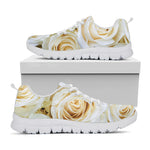 White Rose Print White Sneakers