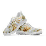 White Rose Print White Sneakers