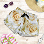 White Rose Print Women's Shorts