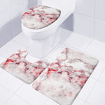 White Ruby Marble Print 3 Piece Bath Mat Set