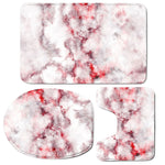 White Ruby Marble Print 3 Piece Bath Mat Set