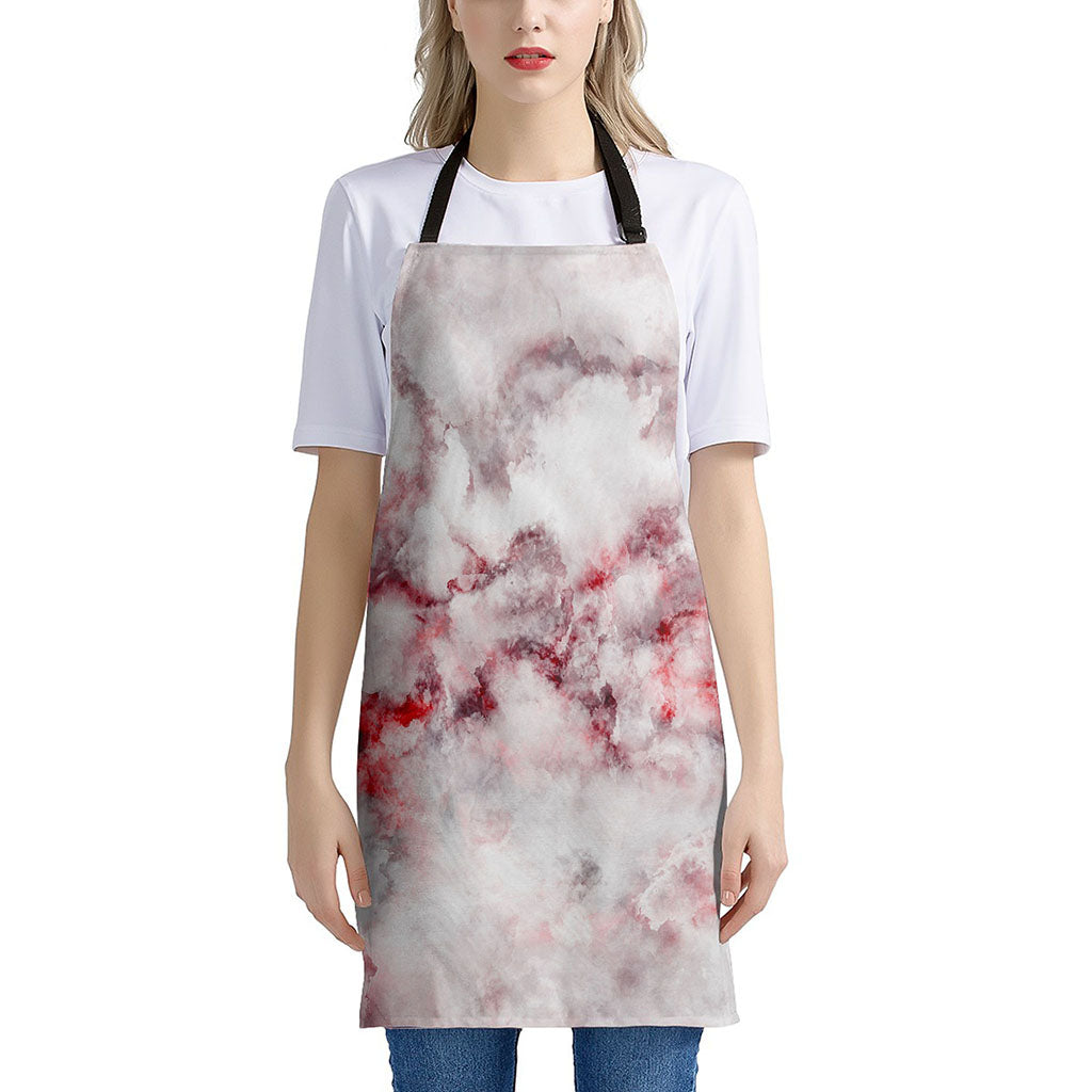 White Ruby Marble Print Apron