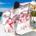 White Ruby Marble Print Beach Sarong Wrap