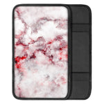 White Ruby Marble Print Car Center Console Cover
