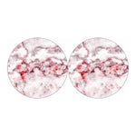 White Ruby Marble Print Car Coasters