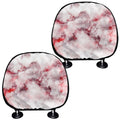 White Ruby Marble Print Car Headrest Covers