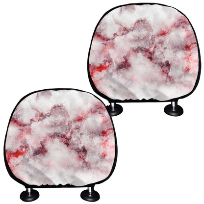 White Ruby Marble Print Car Headrest Covers