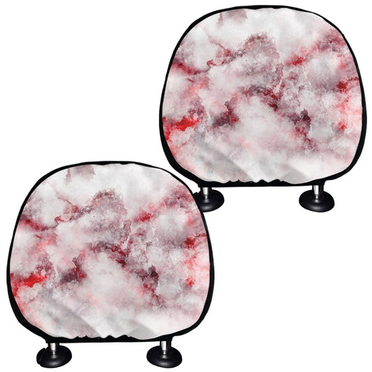 White Ruby Marble Print Car Headrest Covers