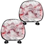 White Ruby Marble Print Car Headrest Covers
