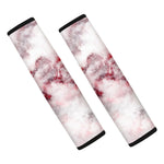White Ruby Marble Print Car Seat Belt Covers