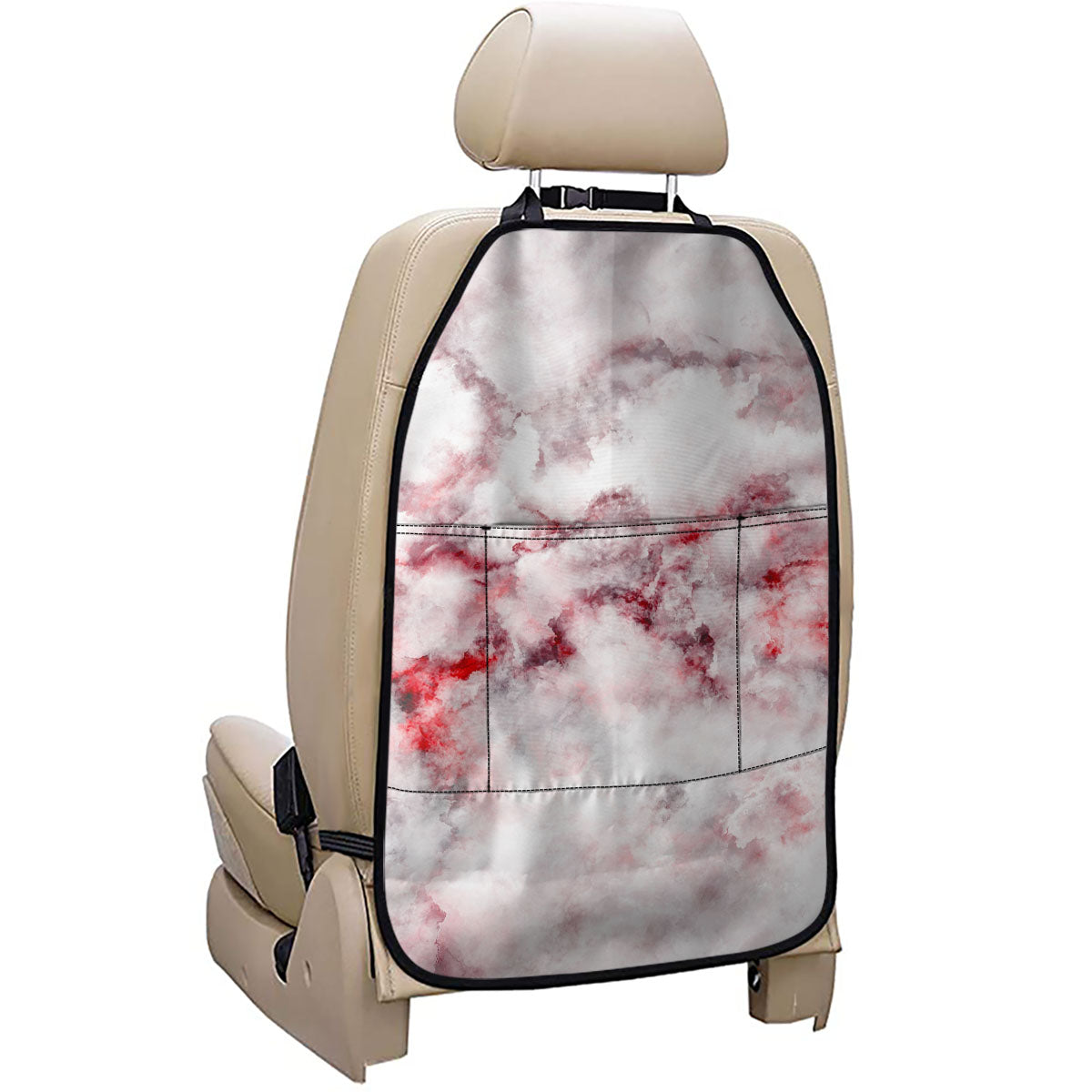 White Ruby Marble Print Car Seat Organizers