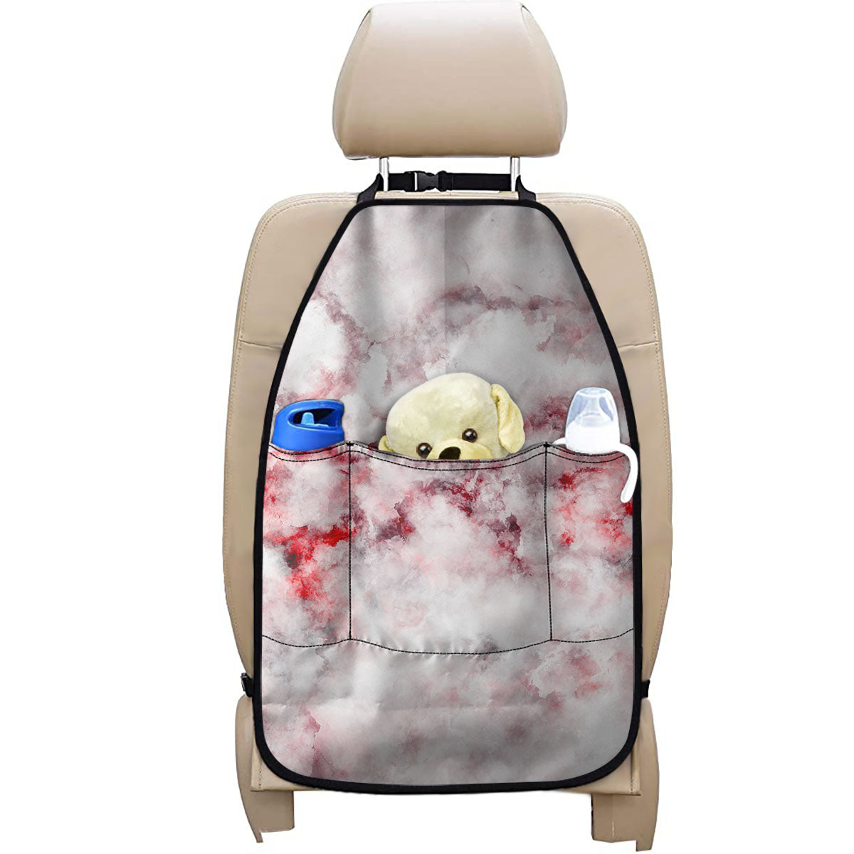 White Ruby Marble Print Car Seat Organizers