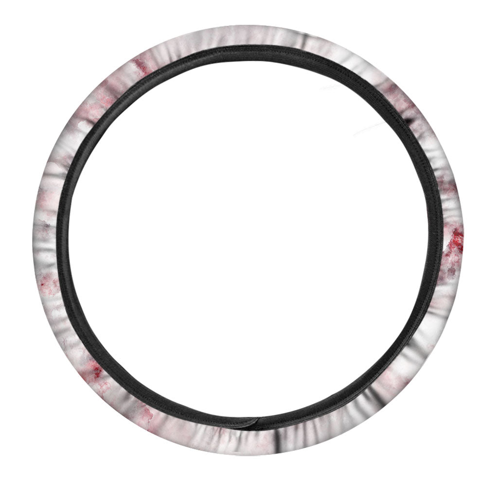 White Ruby Marble Print Car Steering Wheel Cover
