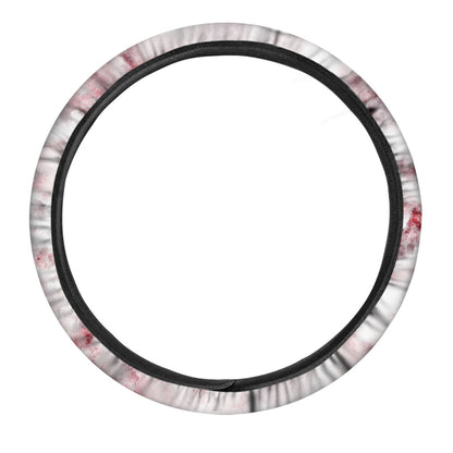 White Ruby Marble Print Car Steering Wheel Cover
