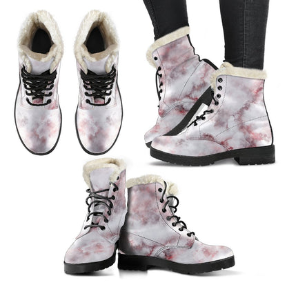 White Ruby Marble Print Comfy Boots GearFrost