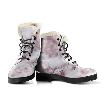 White Ruby Marble Print Comfy Boots GearFrost