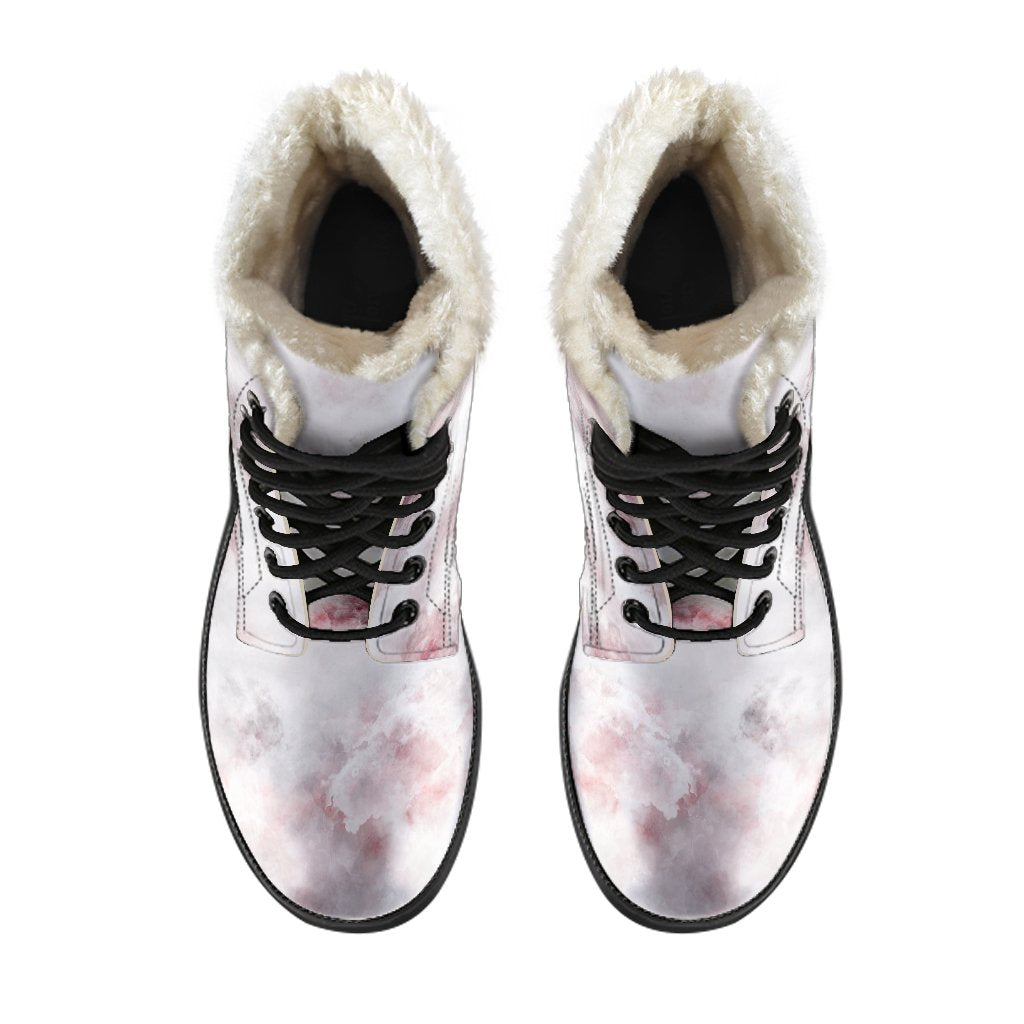 White Ruby Marble Print Comfy Boots GearFrost
