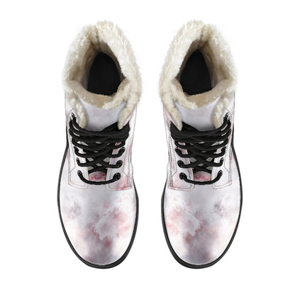 White Ruby Marble Print Comfy Boots GearFrost