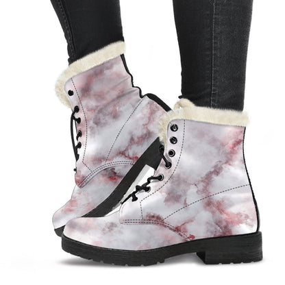 White Ruby Marble Print Comfy Boots GearFrost