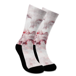 White Ruby Marble Print Crew Socks