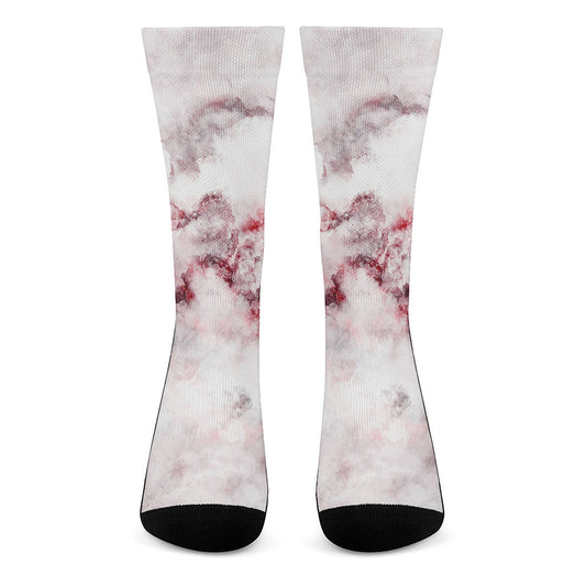 White Ruby Marble Print Crew Socks