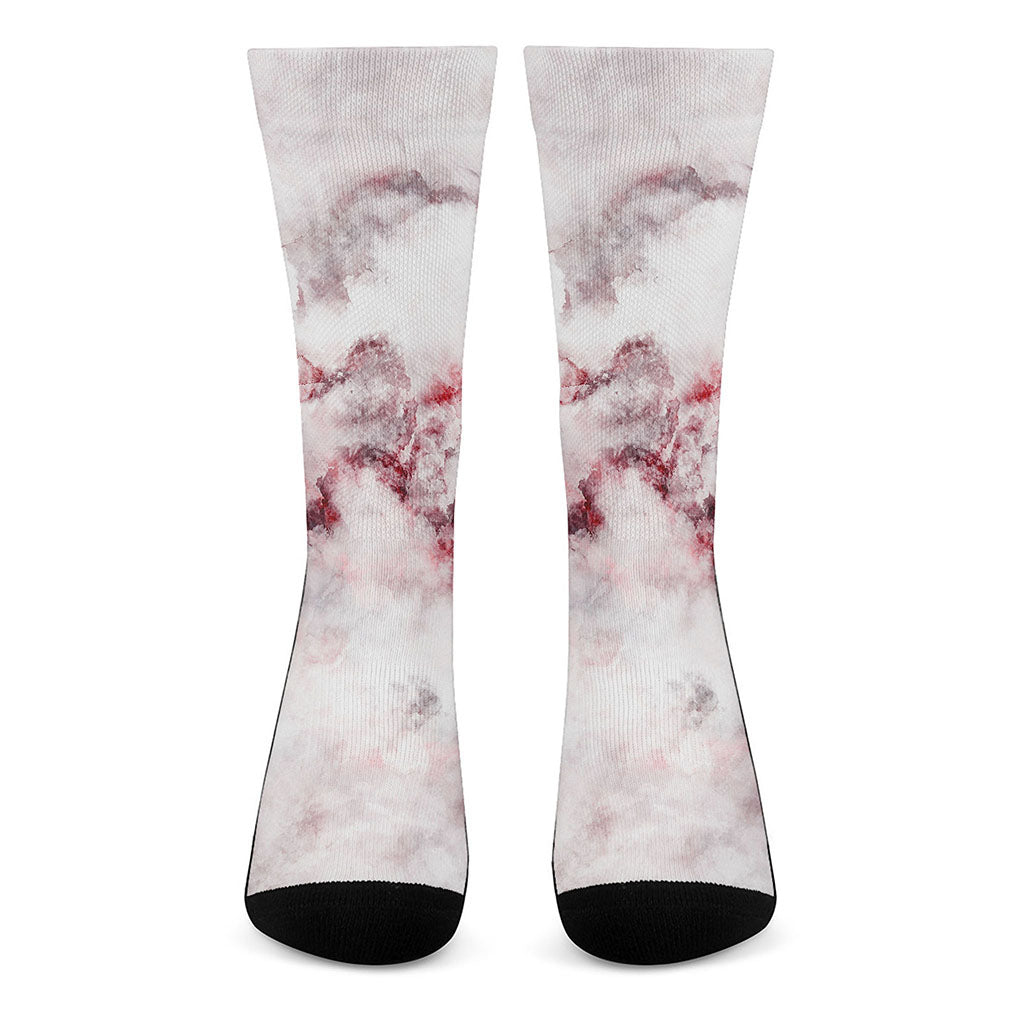 White Ruby Marble Print Crew Socks