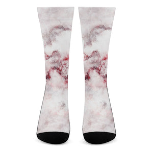 White Ruby Marble Print Crew Socks