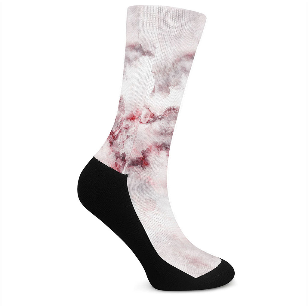 White Ruby Marble Print Crew Socks