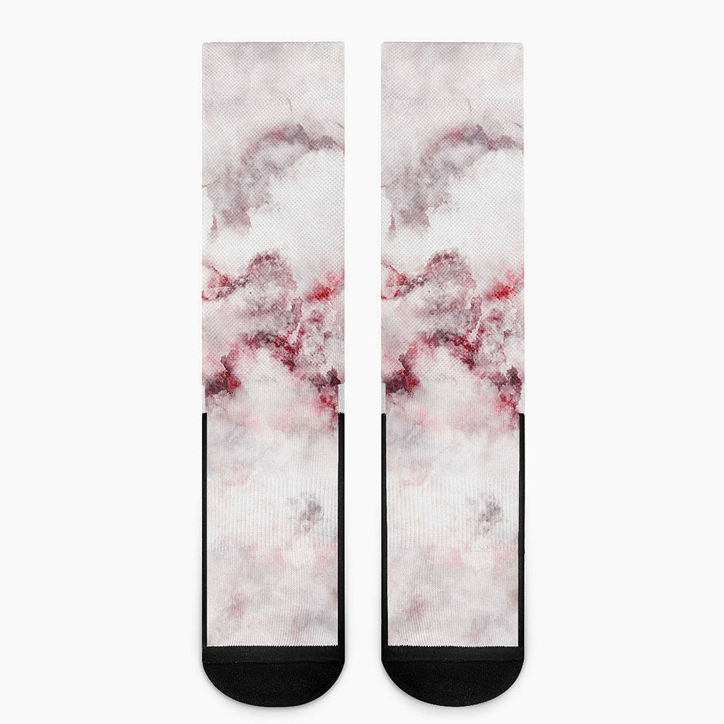 White Ruby Marble Print Crew Socks