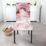 White Ruby Marble Print Dining Chair Slipcover
