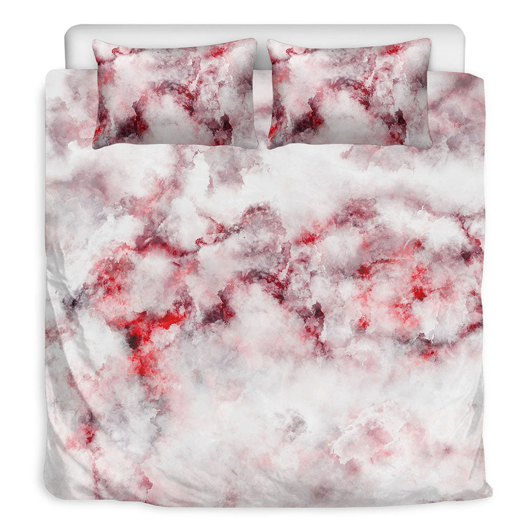 White Ruby Marble Print Duvet Cover Bedding Set