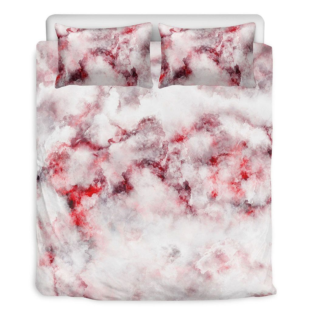 White Ruby Marble Print Duvet Cover Bedding Set