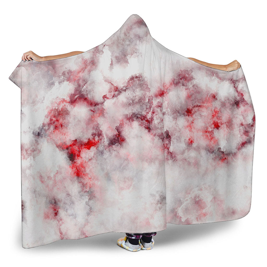White Ruby Marble Print Hooded Blanket