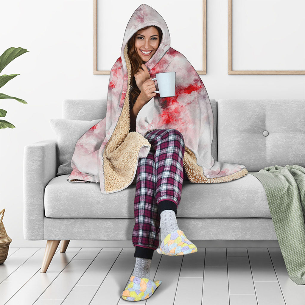 White Ruby Marble Print Hooded Blanket
