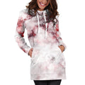 White Ruby Marble Print Pullover Hoodie Dress