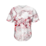 White Ruby Marble Print Men's Baseball Jersey